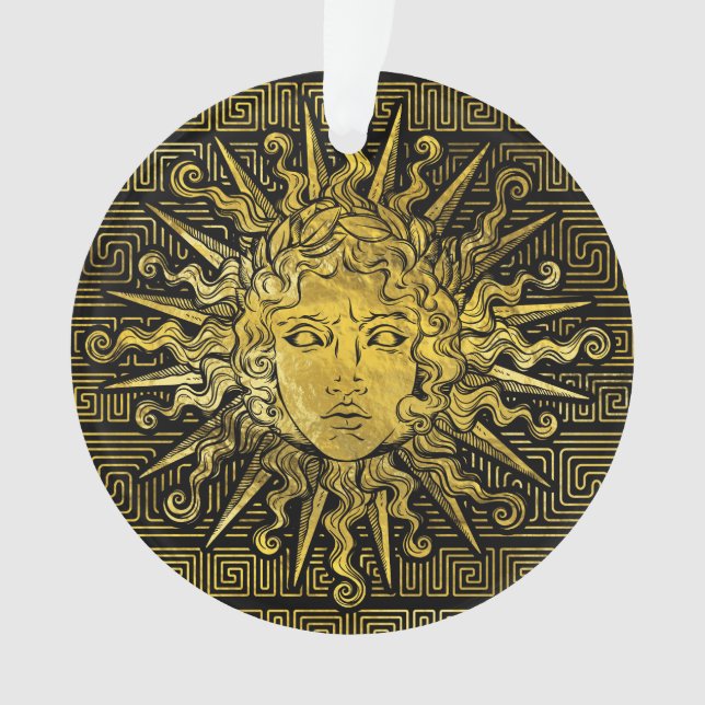 Apollo Sun Symbol on Greek Key Pattern Ornament (Front)