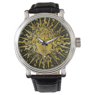 Apollo Sun Symbol on Greek Key Pattern Watch