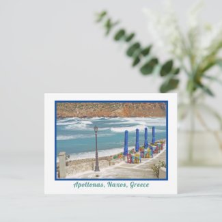 APOLLONAS BEACH, NAXOS ISLAND, GREECE POSTCARD