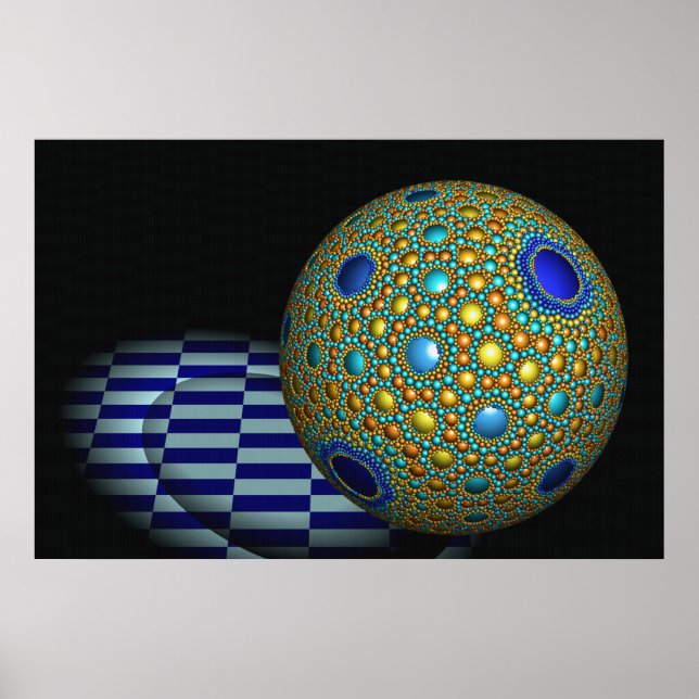 Apollonian Sphere Packing Golden Ball Fractal Art  Poster (Front)