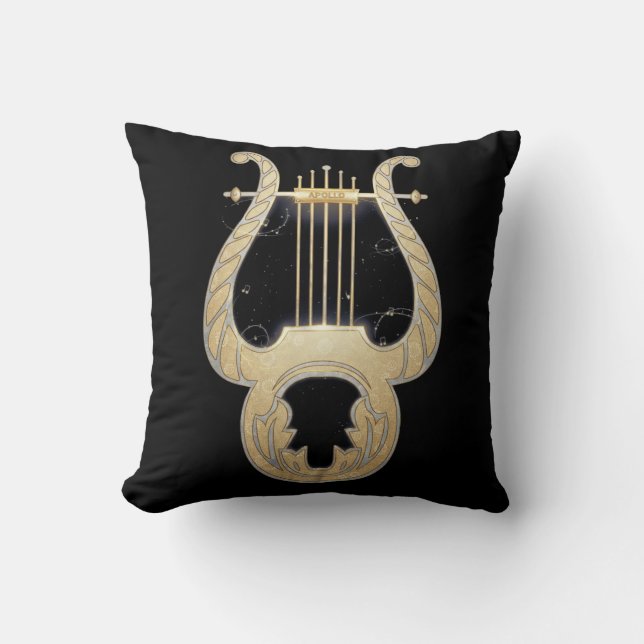 Apollo's Lyre | Greek Mythology Art Nouveau Design Throw Pillow (Front)