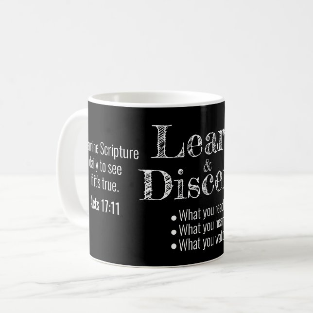 Apologetics Berean Bible Verse Script Black Coffee Mug (Front Left)