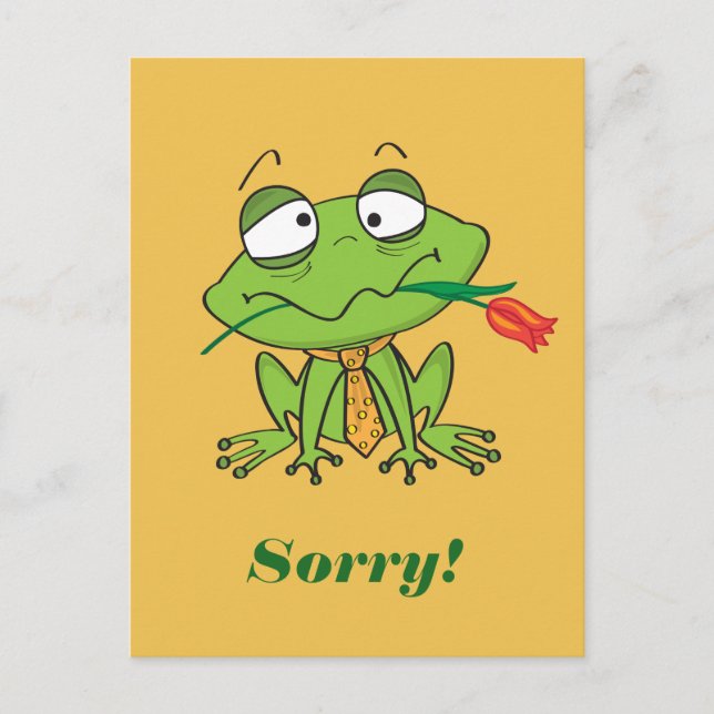 Apologizing frog postcard (Front)