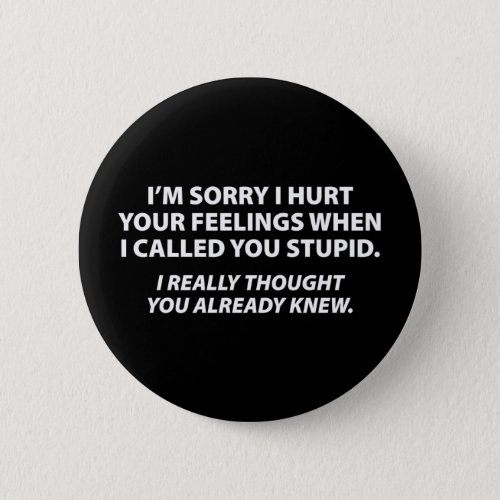 Apologizing to stupid people pinback button