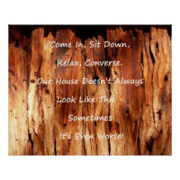 Apology For Messy House Funny Faux Wood