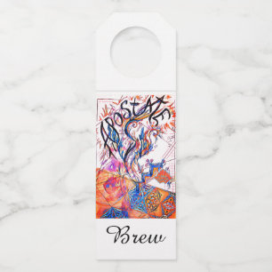 Apostate Brew Colorful Unusual Doodle Drawing Bottle Hanger Tag