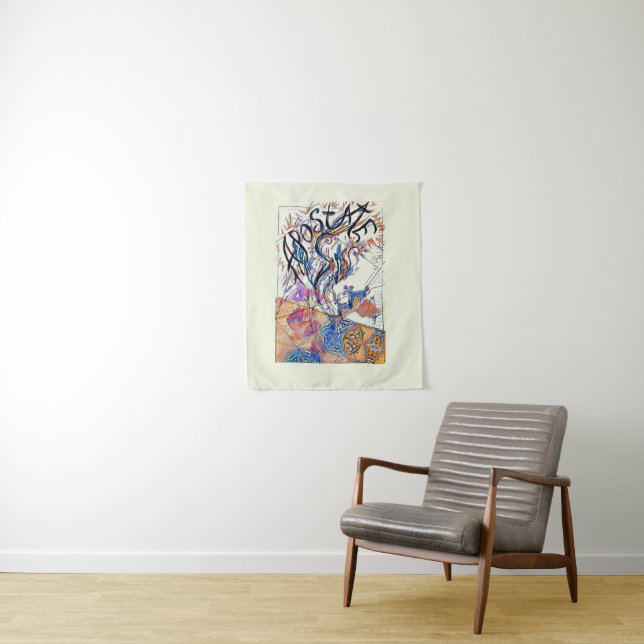 Apostate Colorful Free Doodle Drawing Tapestry (In Situ)