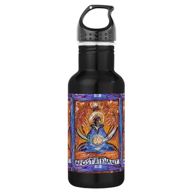 Apostatenaut - explore without dogmas stainless steel water bottle (Front)