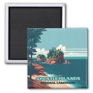 Apostle Islands National Lakeshore Wisconsin Retro Magnet