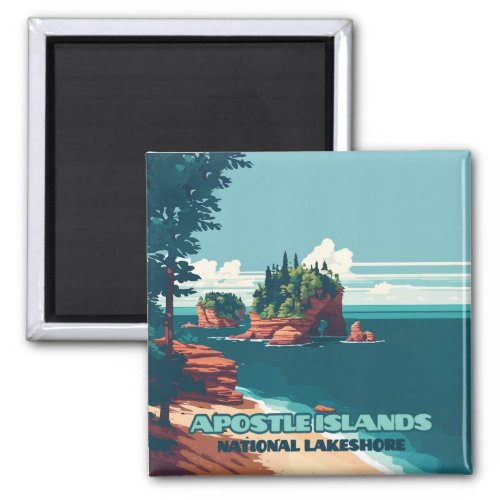 Apostle Islands National Lakeshore Wisconsin Retro Magnet