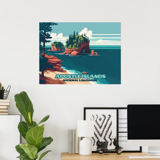 Apostle Islands National Lakeshore Wisconsin Retro Poster (Home Office)