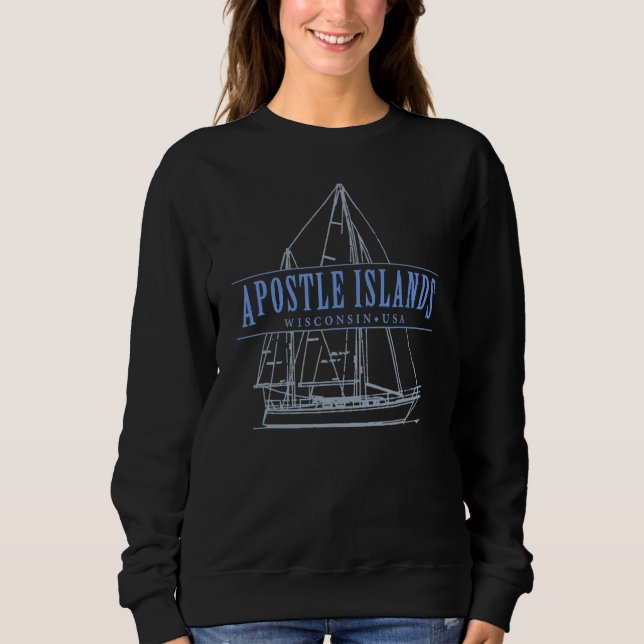 Apostle Islands Wisconsin Sailboat Design Sweatshirt (Front)