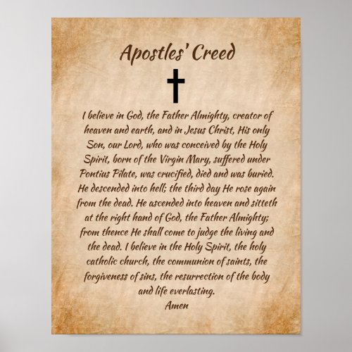 Apostles Creed Catholic Prayer Christian Poster
