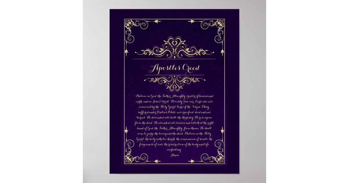 Apostles Creed Catholic Prayer Poster Zazzle