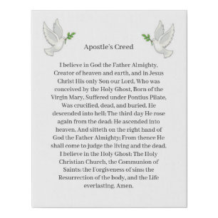 Apostles Creed Dove Faux Canvas Print