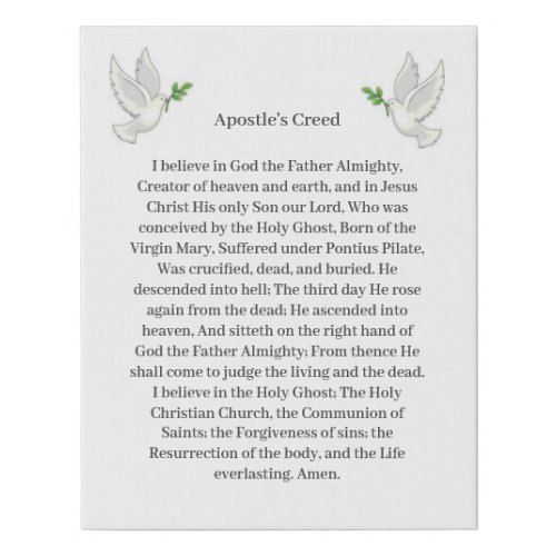 Apostles Creed Dove Faux Canvas Print