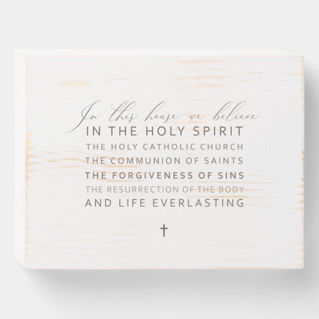 Apostles' Creed Home Art Wooden Box Sign (Front Horizontal)