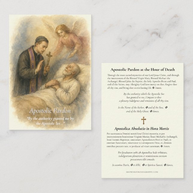 Apostolic Pardon Long Form Latin Prayer  Note Card (Front/Back)