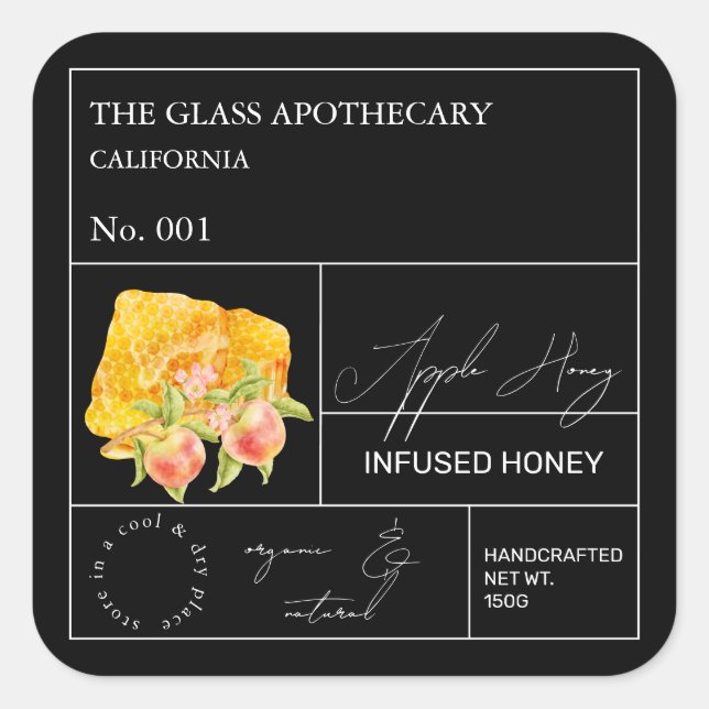 Apothecary Apple Infused Honey Label (Front)