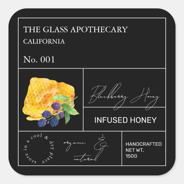 Apothecary Blackberry Infused Honey Label (Front)