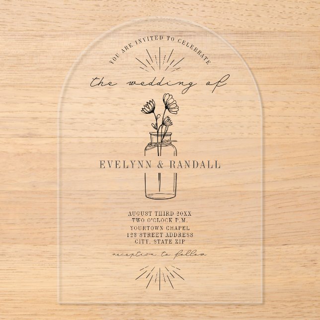 Apothecary Bottle Floral Wedding Acrylic Invitations (Front)