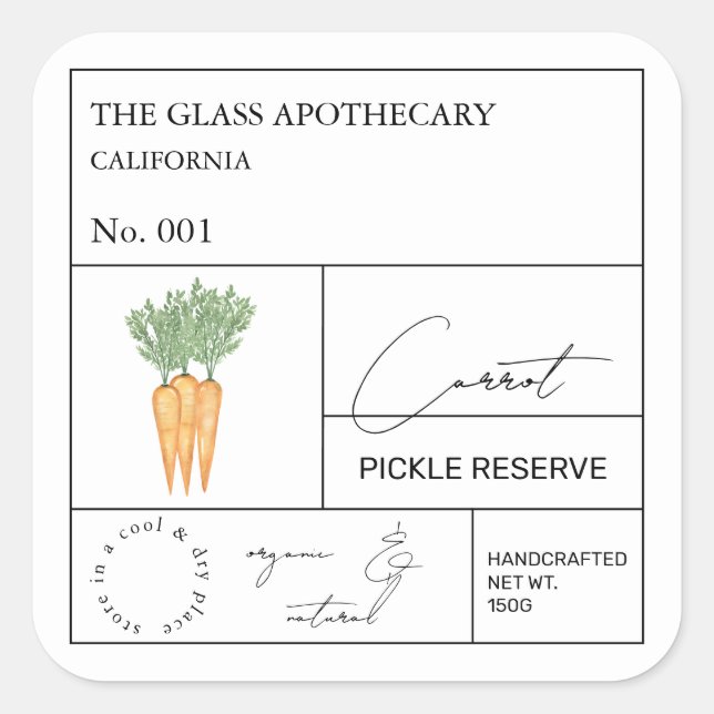 Apothecary Carrot Label (Front)
