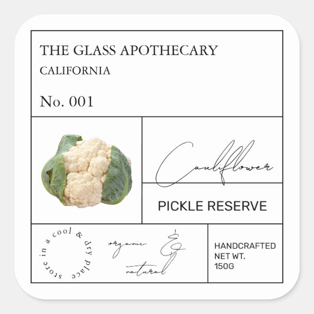 Apothecary Cauliflower Label (Front)