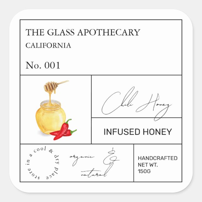 Apothecary Chili Infused Honey Label (Front)