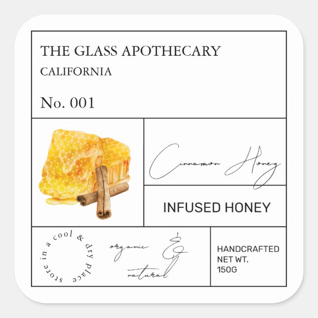 Apothecary Cinnamon Infused Honey Label (Front)