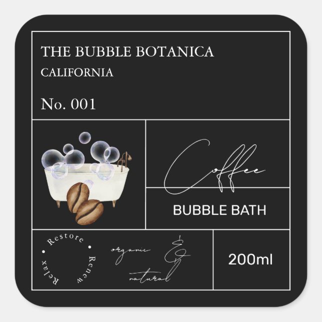 Apothecary Coffee Bubble Bath Label (Front)