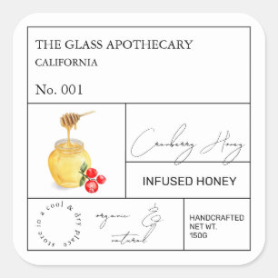 Apothecary Cranberry Infused Honey Label