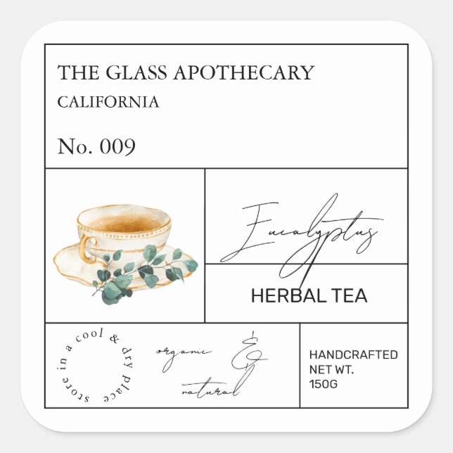 Apothecary Eucalyptus Herbal Tea  Label (Front)