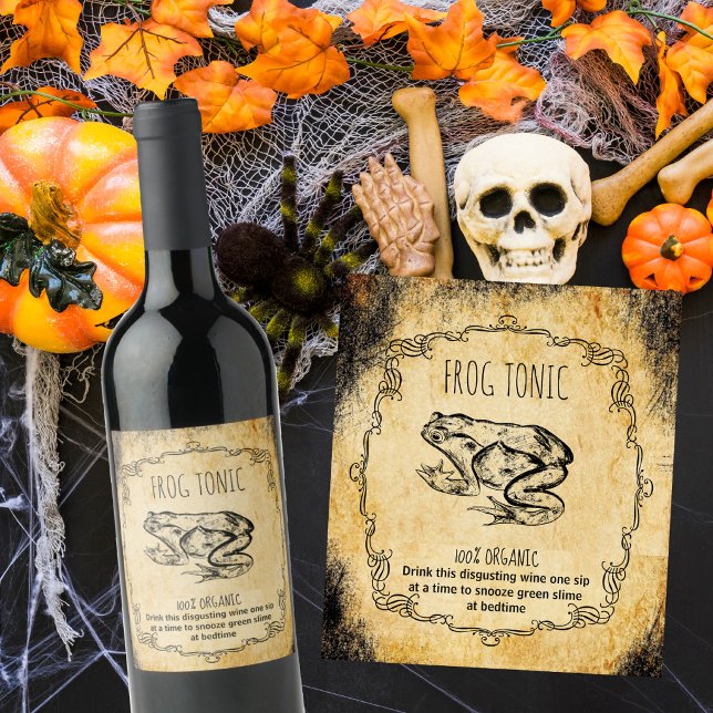Apothecary Frog Tonic Vintage Halloween Wine Label (Creator Uploaded)