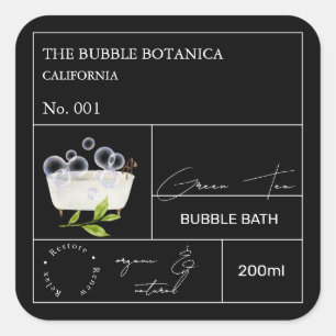 Apothecary Green Tea Bubble Bath Label