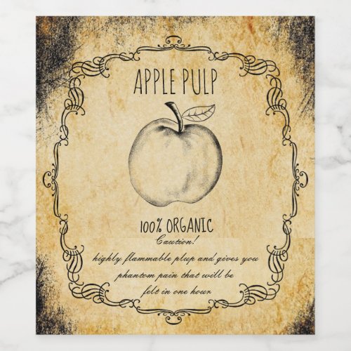 Apothecary halloween vintage apple pulp wine label