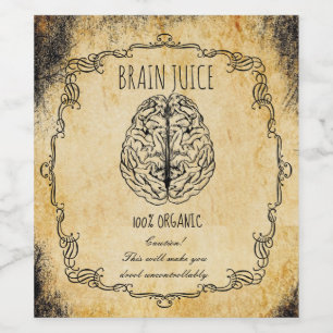 Apothecary halloween vintage brain juice wine label