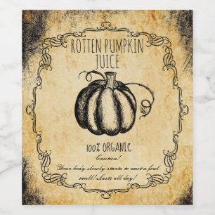 Apothecary halloween vintage rotten pumpkin juice wine label