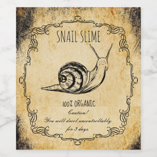 Apothecary halloween vintage snail slime wine label