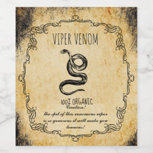 Apothecary halloween vintage viper venom wine label