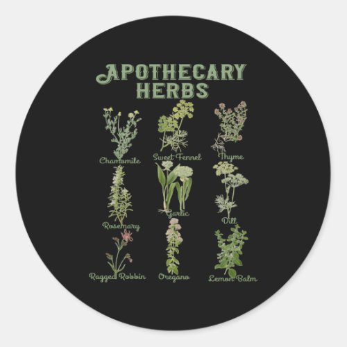 Apothecary Herbs Botanical Plants Cottagecore Classic Round Sticker