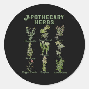 Apothecary Herbs Botanical Plants Cottagecore Classic Round Sticker