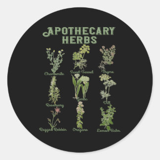Apothecary Herbs Botanical Plants Cottagecore Classic Round Sticker