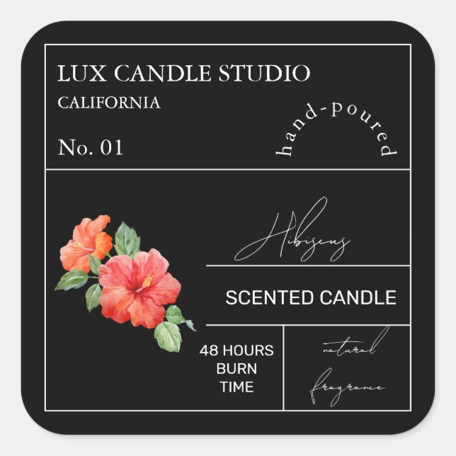 Apothecary Hibiscus Scented Candle Label (Front)