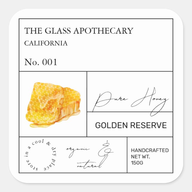 Apothecary Honeycomb Honey Label (Front)
