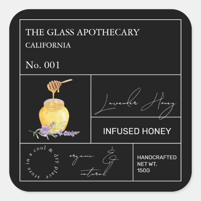Apothecary Lavender Infused Honey Label (Front)
