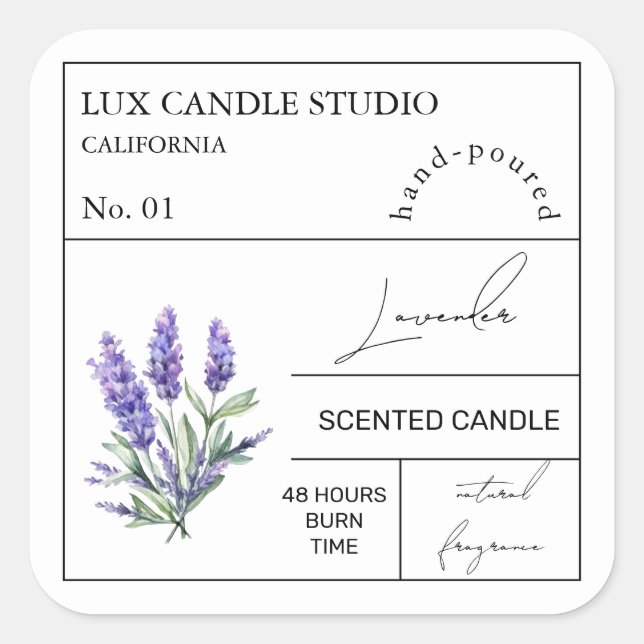 Apothecary Lavender Scented Candle Label (Front)