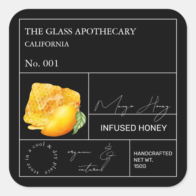 Apothecary Mango Infused Honey Label (Front)