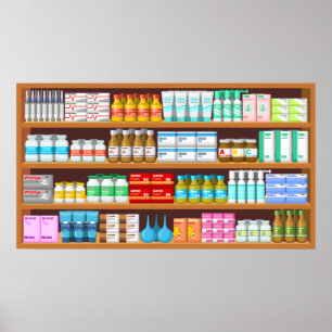 Apothecary Medicine Bottles and Supplies Pharmacy Poster