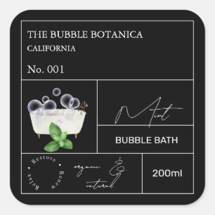 Apothecary Mint Bubble Bath Label