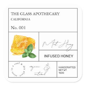 Apothecary Mint Infused Honey Label